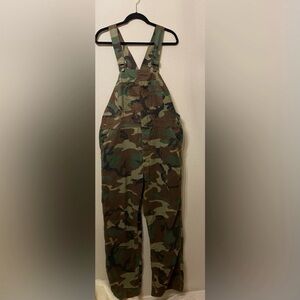 Vintage Made in USA Round House Camo Overalls 38x30